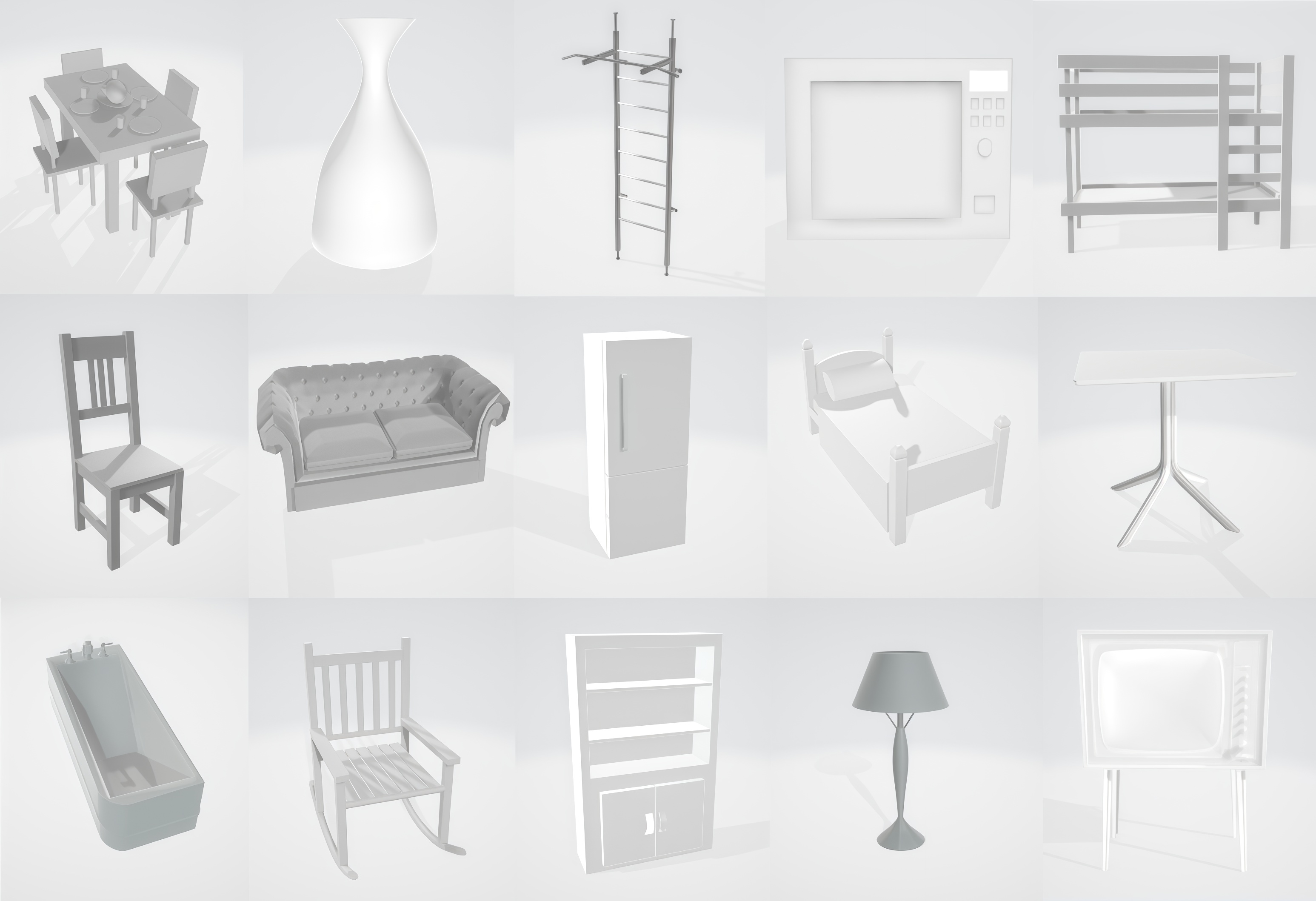 Complete 3D furniture model set bundle for interior design projects