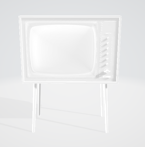 3D model of vintage television for retro interior design